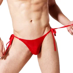 String Sexy pour Homme, Solide, Respirant, Poudres de Bulge, Laçage en Viscose, Dos aux, Sous-Vêtements