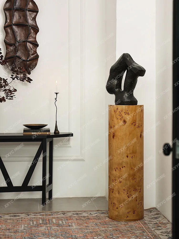 Living room decoration Sculpture Tumor bark Round base Artwork installation Floor-to-ceiling booth ornament