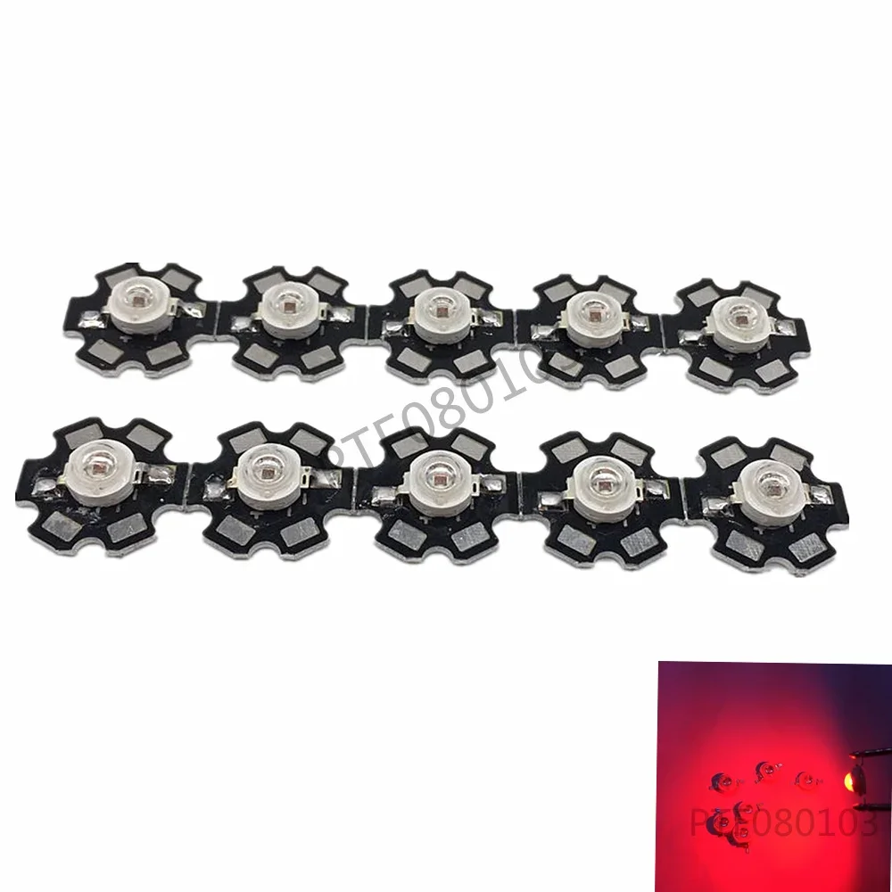 10pcs 3W High Power Red LED 660nm LED for Plant Light Grow Light with 20mm PCB base