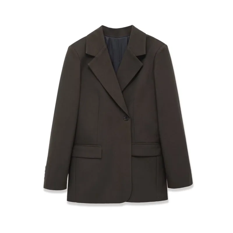 

Spring Women Fitted Blazer Office Lady Pocket Button Lapel Collar Long Sleeve Women's Tops Female Chic Coats