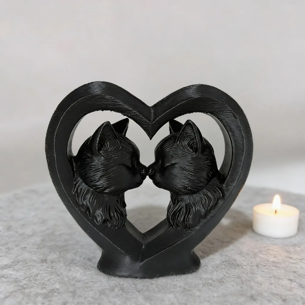 Liebe Paar Katze Statue Ornament, Kuss Paar Katze Skulptur, Liebe Katze Home Desktop Dekoration, perfektes Geschenk für Katzenliebhaber