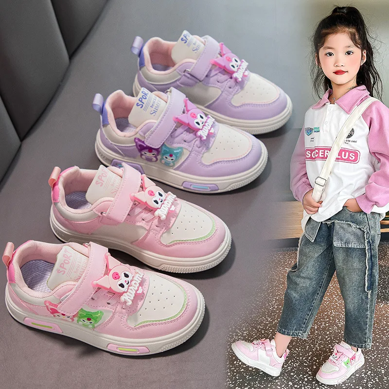 

Sanrio Girl Kuromi Spring and Autumn Seasons Fashion Sneakers Student Anime Cartoon Child Non-Slip Leisure Sneakers New Style
