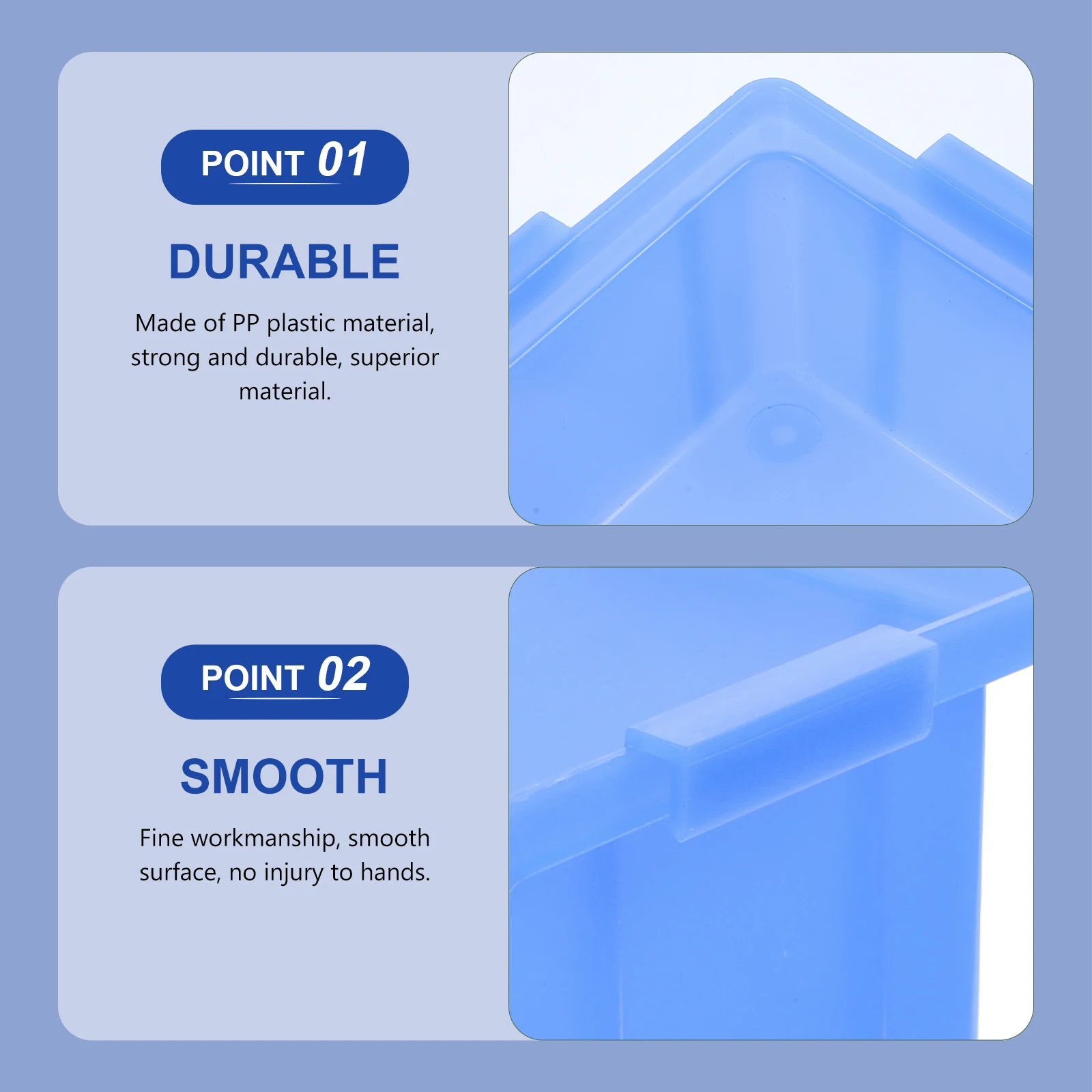 

6pcs Blue PP Plastic Hardware Accessories Classification Boxes Storage Bins for Shelves Warehouse Supplies Tool Organization