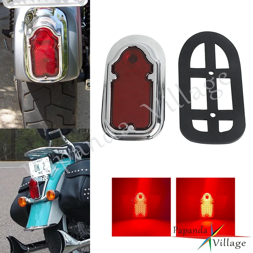 Motorcycle Rear Brake Light Chrome Red Tombstone Brake Tail Light For Harley Cafe Racer Choppers Custom Tail Light Brake Lamps