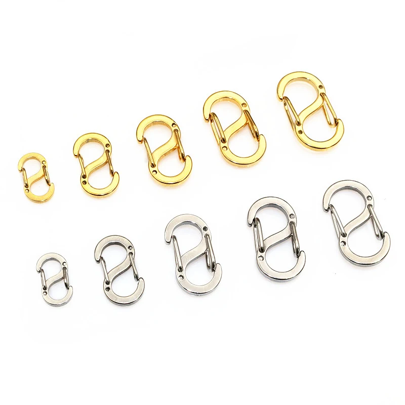 10pcs Stainless Steel S Lock Double Opening Shortener Clasp Necklace Clasp Closures Bracelet Connector Clasps DIY Jewelry