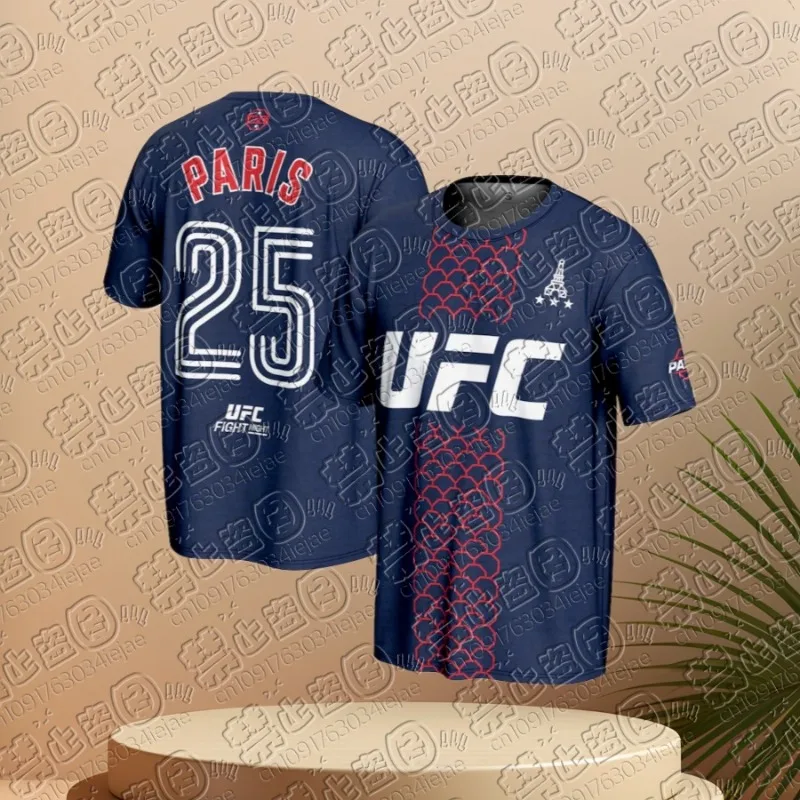 Nueva camiseta azul Prosphere UFC Paris Fighting Night para hombre, camiseta de entrenamiento para correr y Fitness, Top deportivo cómodo y transpirable holgado