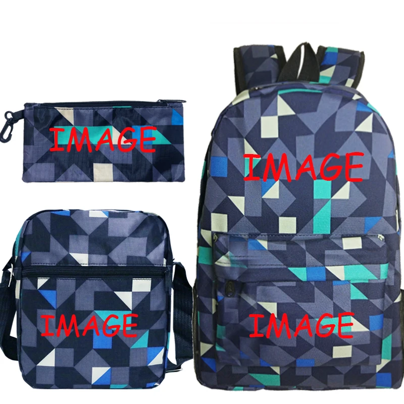 DIY Backpack Dropshipping Customer Backpack Student Schoolbag 3Pcs/Sets Shoulder Bags Custom Logo Bags Men Book Bags Mochila