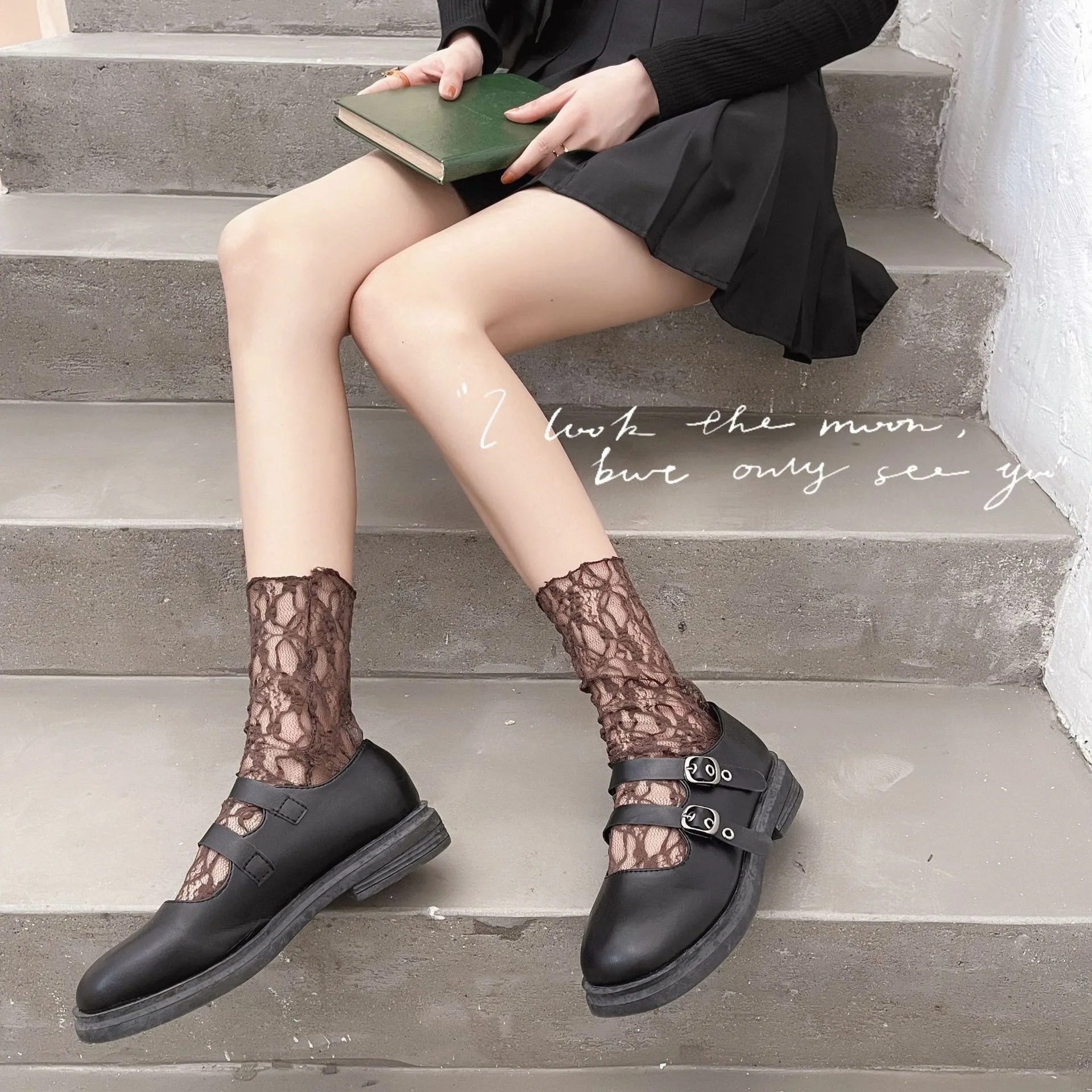 

Lace Mesh Pile Socks for JK Girls, Summer Mid-calf Socks, Japanese Sweet Lolita Mid-calf Lace Pile Socks