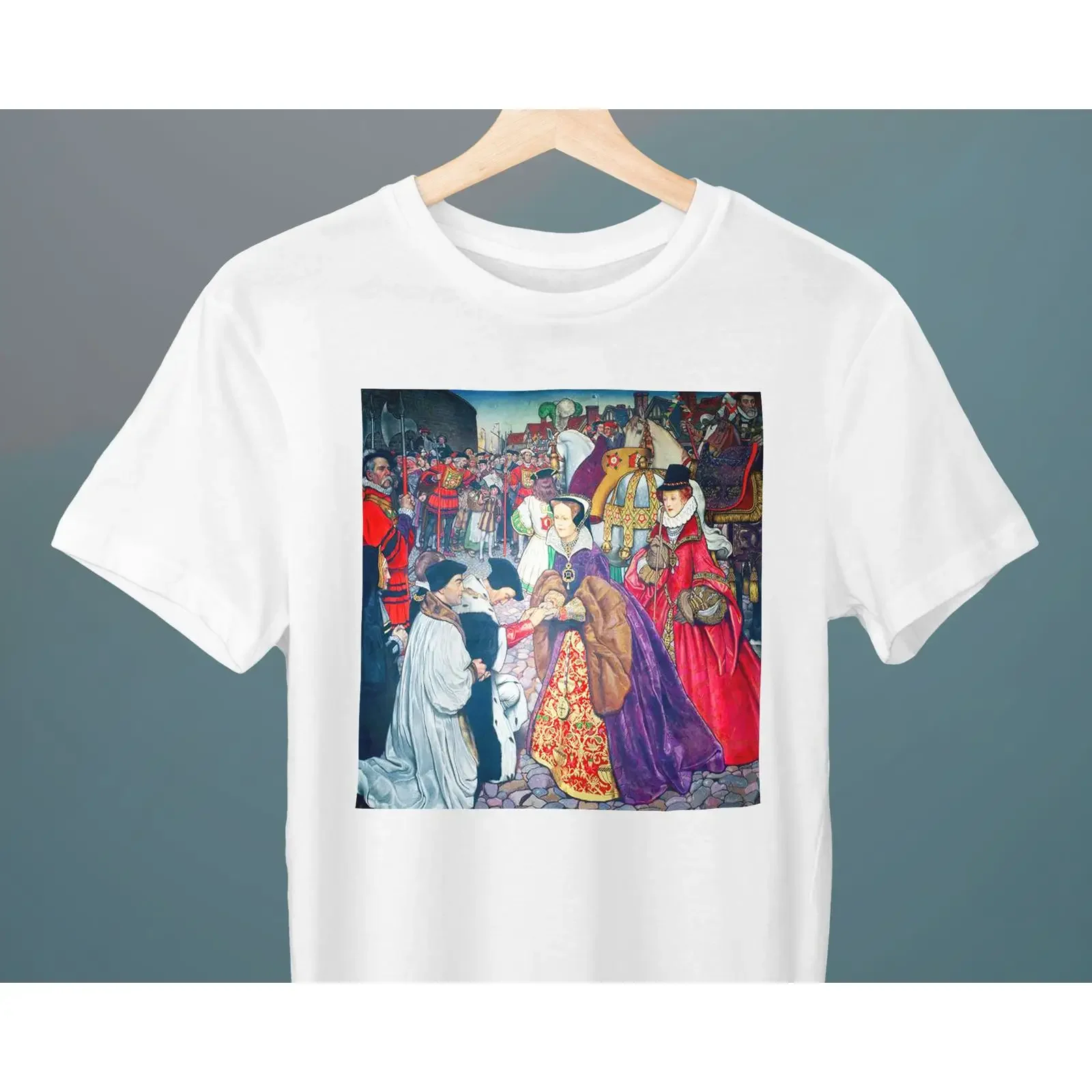 Entry of Queen Mary I Princess Elizabeth into London Byam Shaw Painting Art T Shirt for Him Her vintage Washed Breathable homme