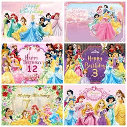 Disney Princesses Photography Backdrop Custom Princess Birthday Party Decor Banner Girl Baby Shower Background Photo Studio Prop