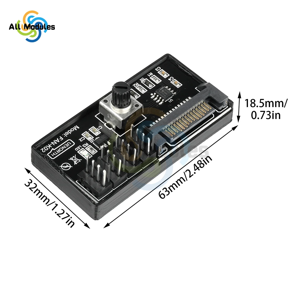 PWM Computer Fan Speed Controller 60W High-Power Hub Sata DC Power Controller for PC Four-Wire Fan Speed Control
