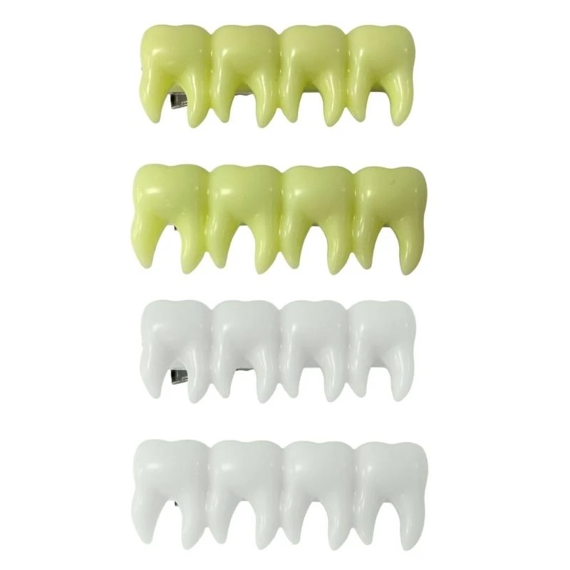 

2Pcs Tooth Hairpin for Halloween Parties and Dress up Terrifying Women Headwears Jewelry Eye Catching Party Hair Clip 15UB