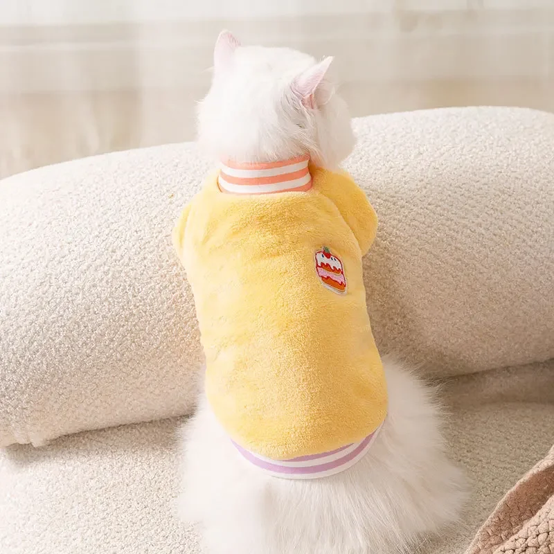 The New Fall and Winter Warm Facecloth Bump Color Puppy Dog Clothing Teddy Bichon Two-legged Clothes Kitten Pet Clothes