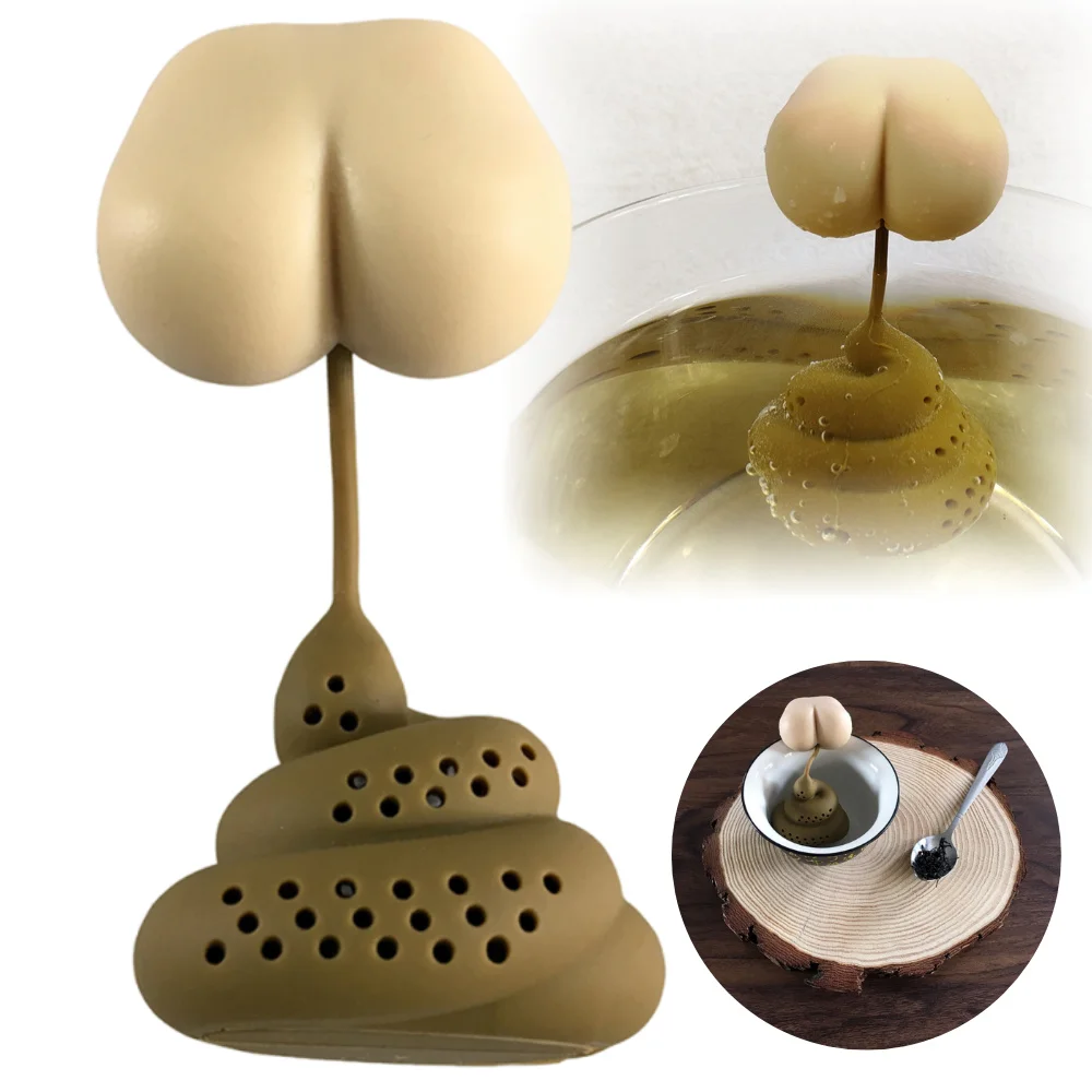 Reusable Tea Strainer Silicone Poop-shaped Brewing Medicine Spice Coffee Funny Filter Tea Leaf Infuser Office Kitchen