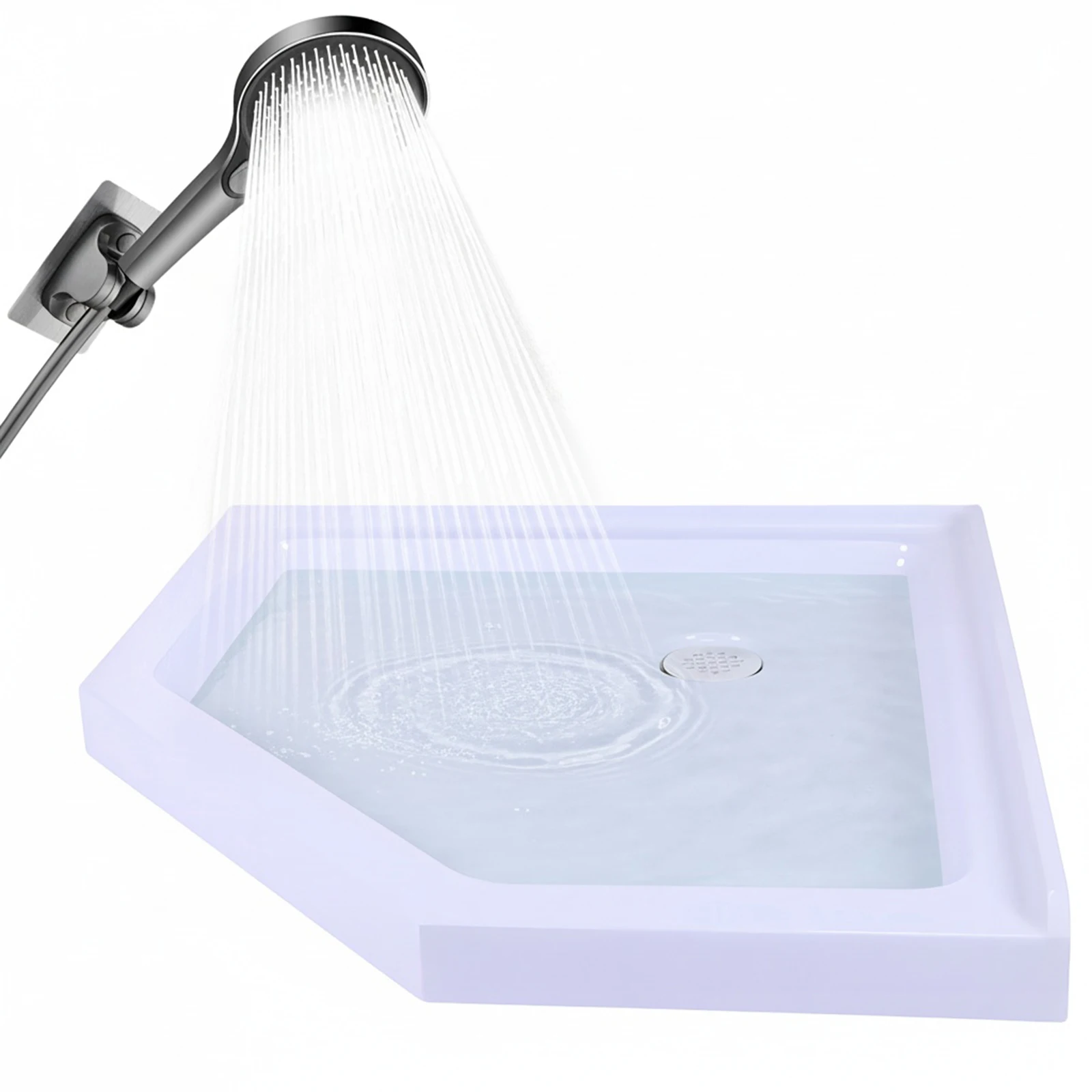 

Neo-Angle Shower Base with Corner Drain Shower Tray Non-Slip Textured Surface 37 In. L X 37 In. W for Toilet Bathroom