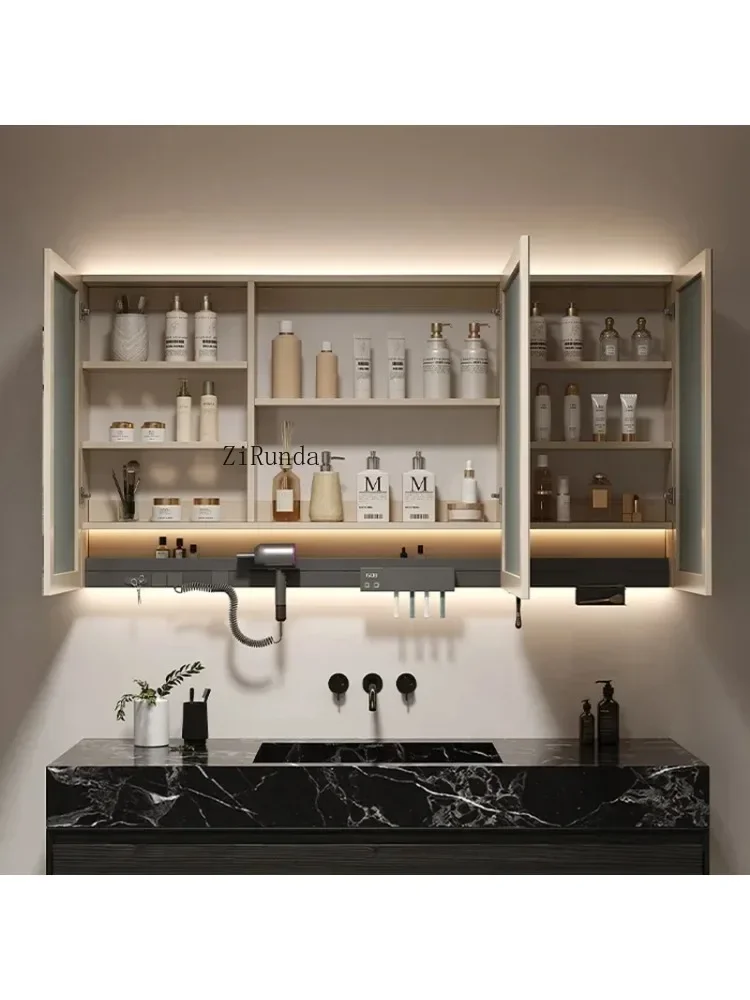 Зеркальный шкаф для ванной комнаты с подсветкой, противотуманный, антикоррозийный, зеркальный шкаф для ванной комнаты, туалетный столик для хранения, мебель для дома