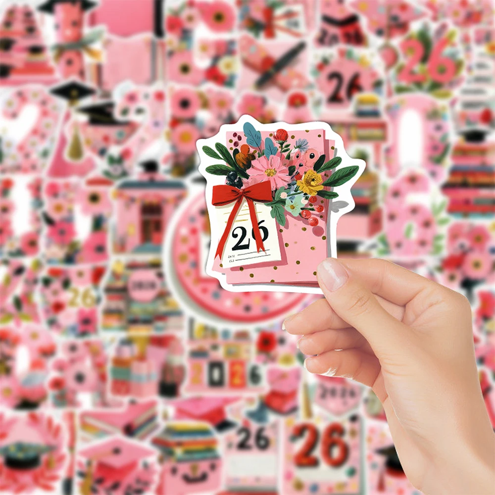 

10/30/60pcs Pink 2026 Graduate Party Graffiti Stickers Cute Aesthetic Decoration Sticker for Phone Suitcase Laptop Sticker Gifts