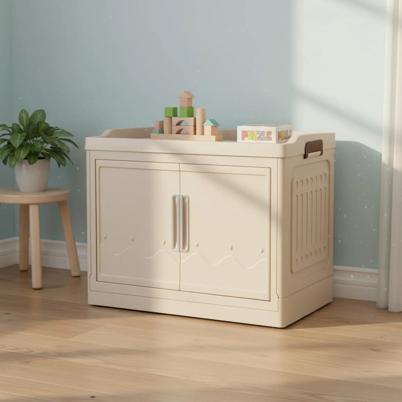 折りたたみ式収納キャビネット設置不要-組み立て不要折りたたみ式プラスチックオーガナイザービン多層収納ラック省スペース