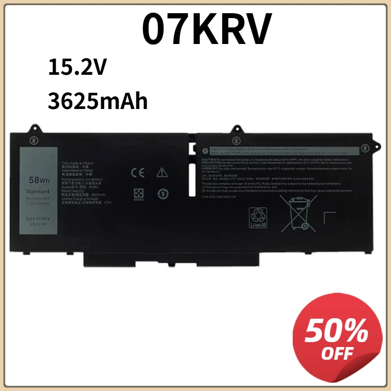 

15.2V 58WH 07KRV Laptop Battery for Dell Latitude 14 7430 D1GX0 3W64P VTCWY 4FVJG 15 7530 series 112CM 9K5Y9 8C8J1 H4PVC
