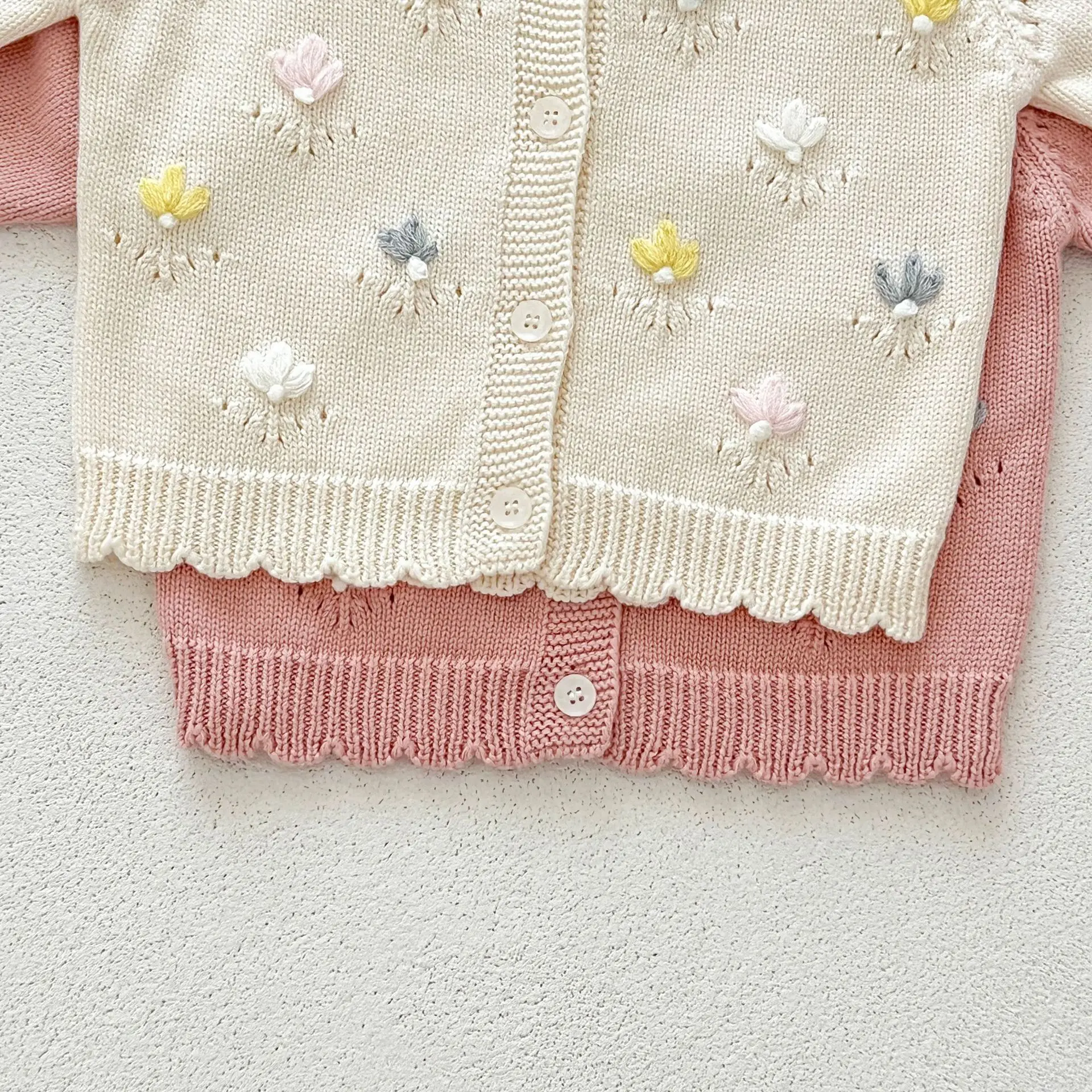 Autumn Newborn Infant Baby Girls Embroidery Flower Knit Cardigan Muslin Fallow Sweater Coat Kids Fashion Baby Clothing