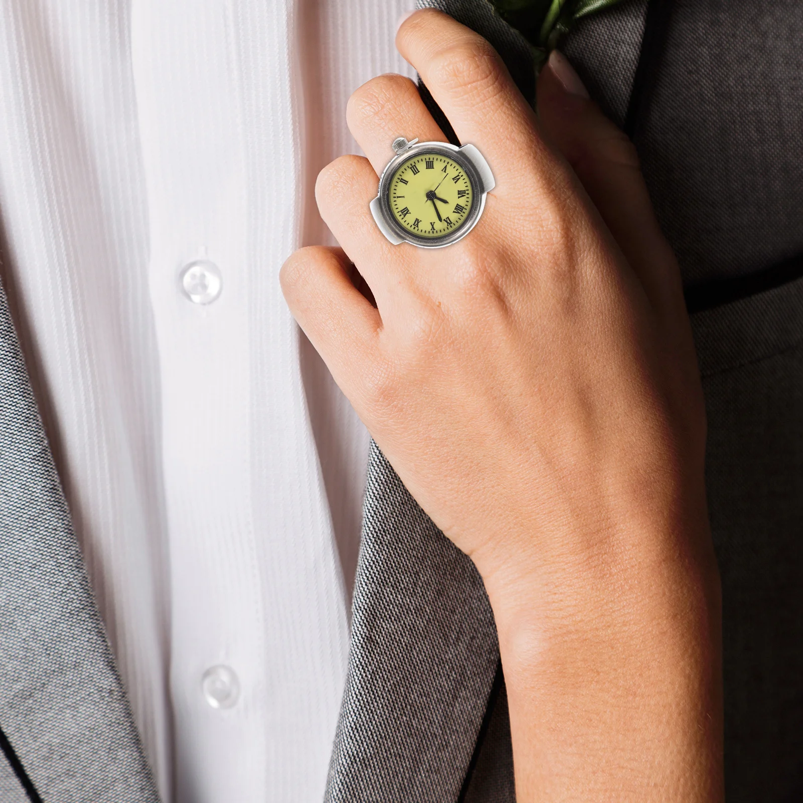 خمر زوجين حلقة ووتش الأرقام الرومانية البسيطة فنجر ووتش خفيفة الوزن دائم خاتم أنيق الرجال النساء عارضة الزخرفية #2