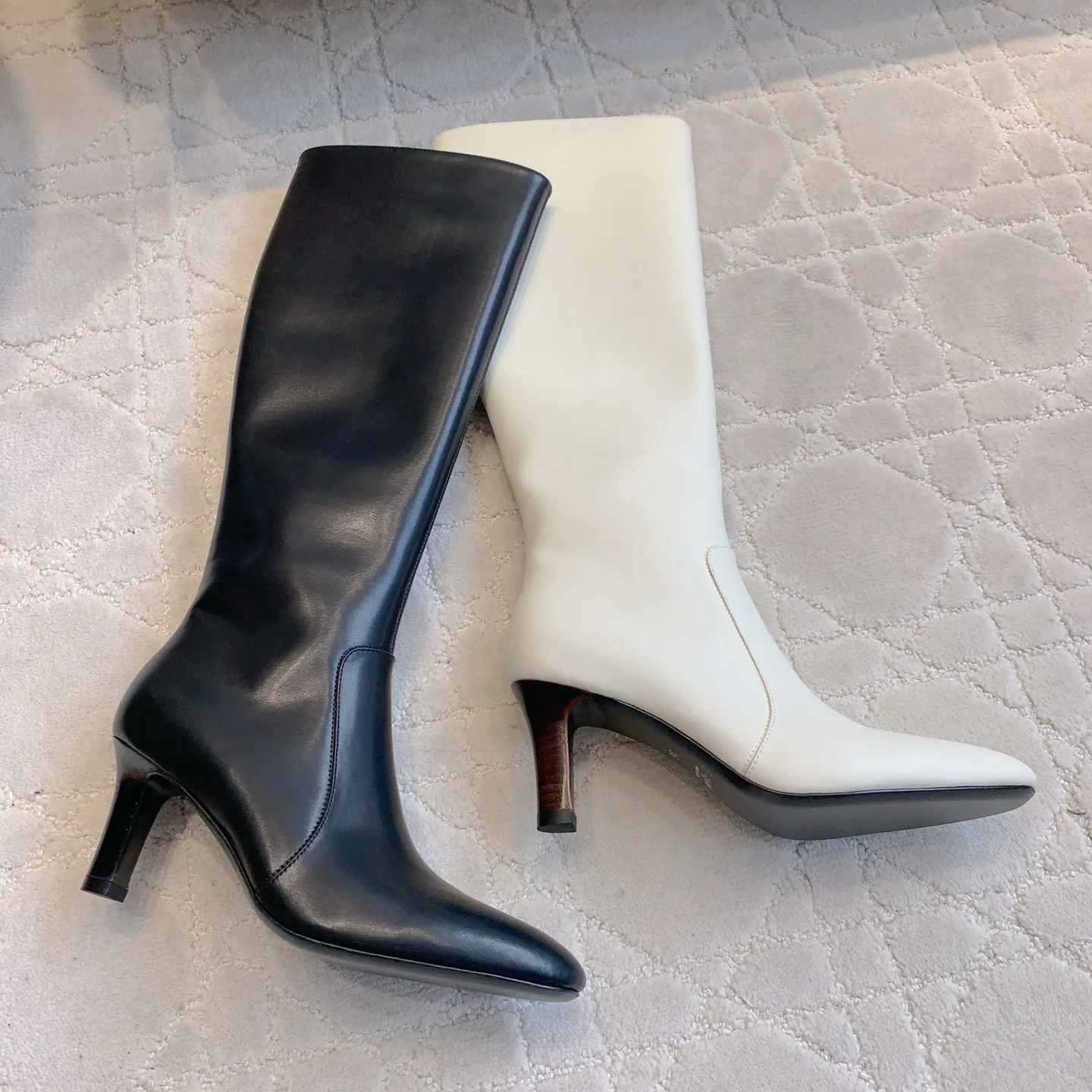 

Hot Sale New Women's boots High-heeled mid-calf boots Luxe-Design Round toe Small square heel 5cm Calf leather upper size 35-40