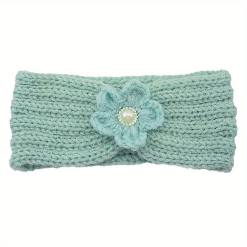 

Flower Pearl Knitted Hair Face Washing Makeup and Headwear Soft Comfortable Headband Accessory Suitable for Women's Daily Use