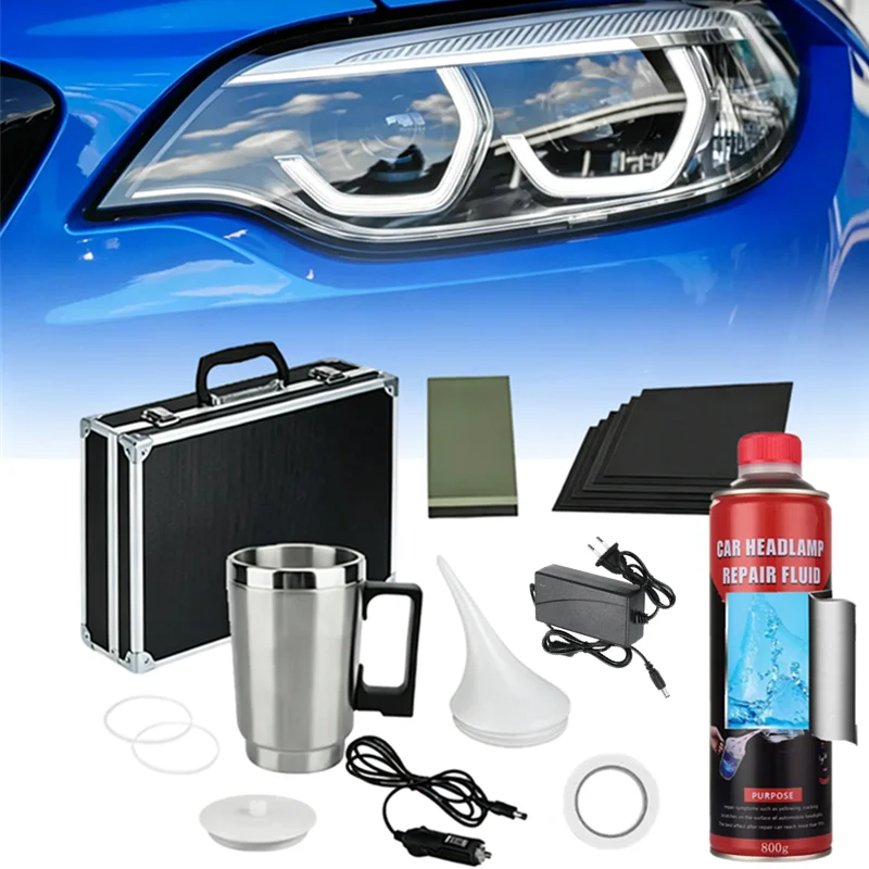 Kit de Restauración de Faros de Coche 800G: Líquido Polímero Químico para Pulir y Reparar Faros, Restaurador de Faros, Set de Evaporador