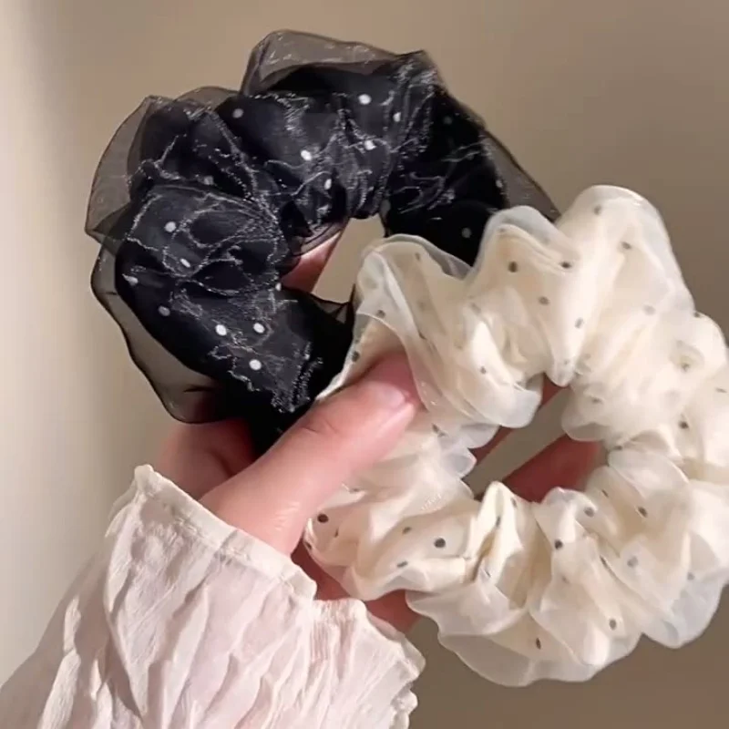 

Gentle Versatile Cute High-Quali White Polka Dot Me Hair Ties Women Korean Simple Temperament Hair Band Girl Hair Accessories