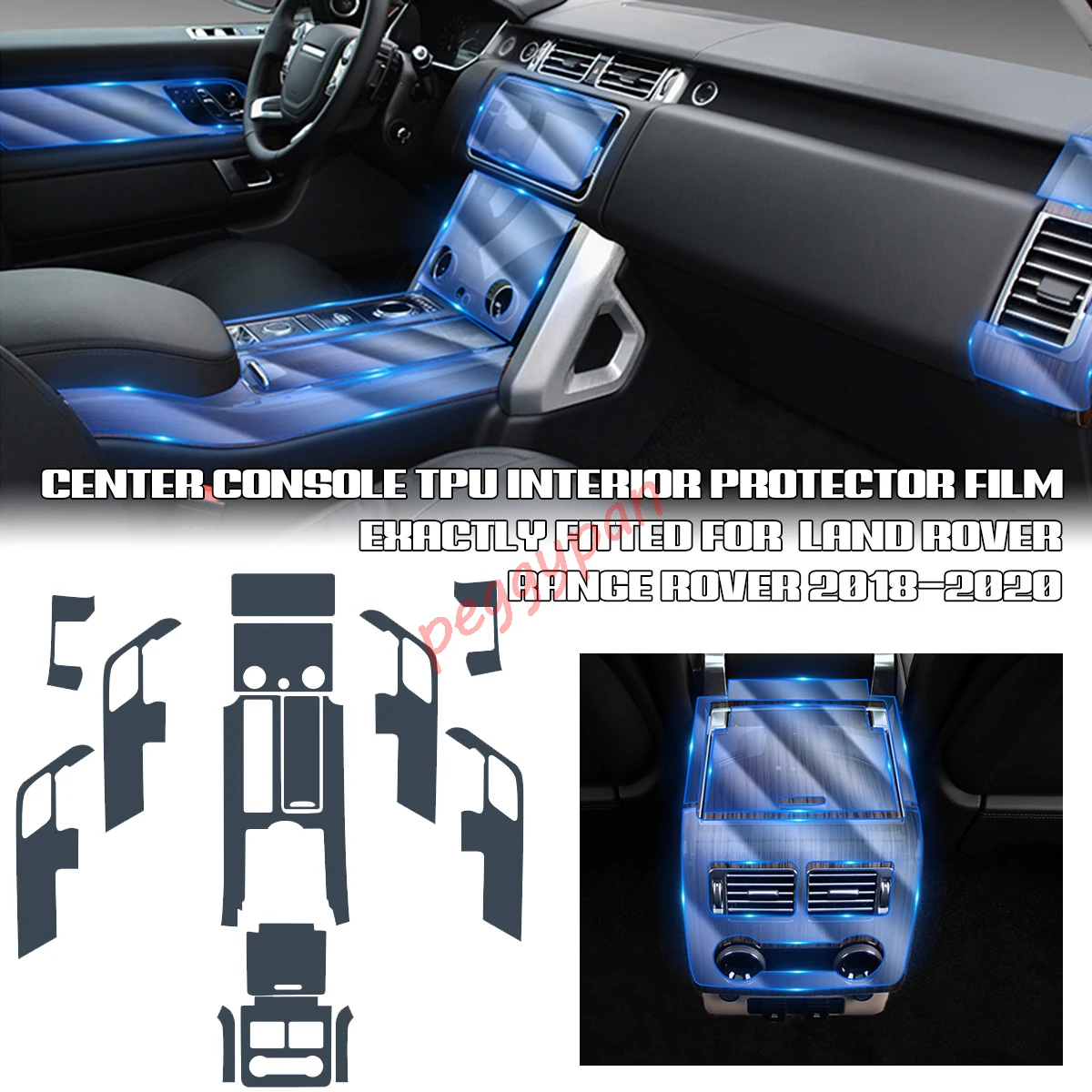 Precut Interior Center Console Transparent TPU Clear Paint Protective Anti-scratch Repair Film For Land Rover Range Rover 18-20