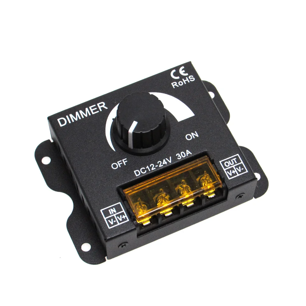 DC 12V 24V LED Dimmer Switch 30A 360W Voltage Regulator Adjustable Controller For LED Strip Light Lamp LED Dimming Dimmers