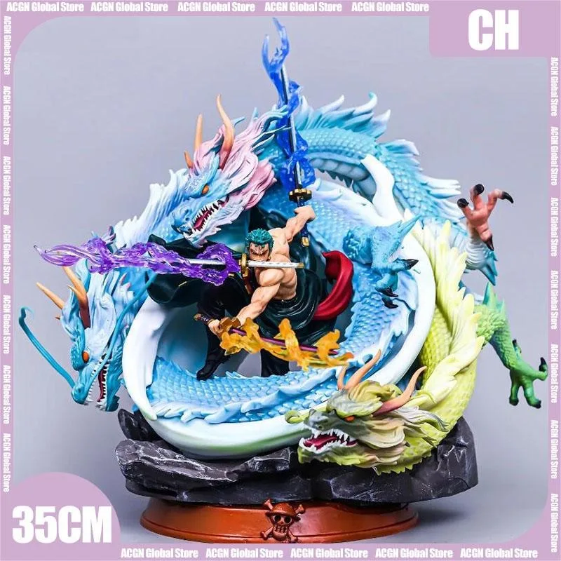 

35cm One Piece Roronoa Zoro Action Figures Tatsu Maki Straw Hat Pirates Luffy PVC Model Anime Desktop Collection Dolls Toys Gift