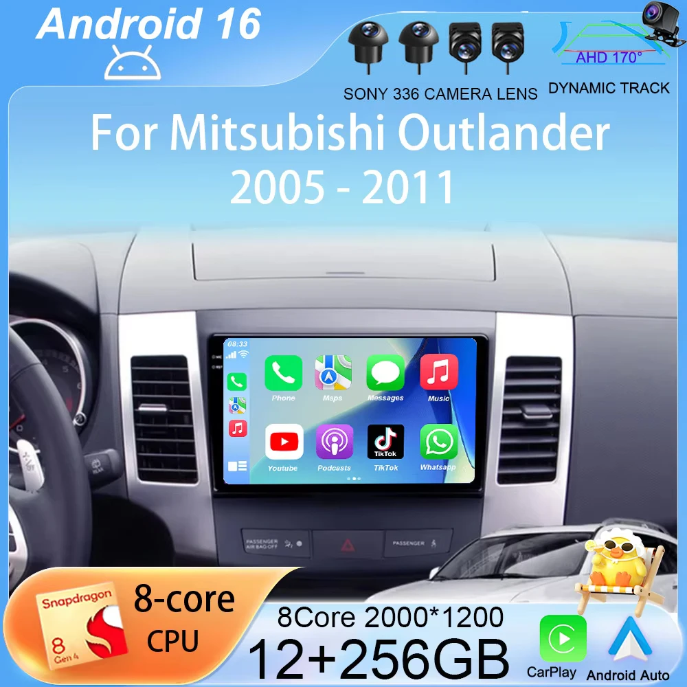 

Автомагнитола Android 16 Carplay для Mitsubishi Outlander 2006-2011, Peugeot 4007, Citroen C-Crosser, GPS-мультимедийный плеер, стереосистема 2din