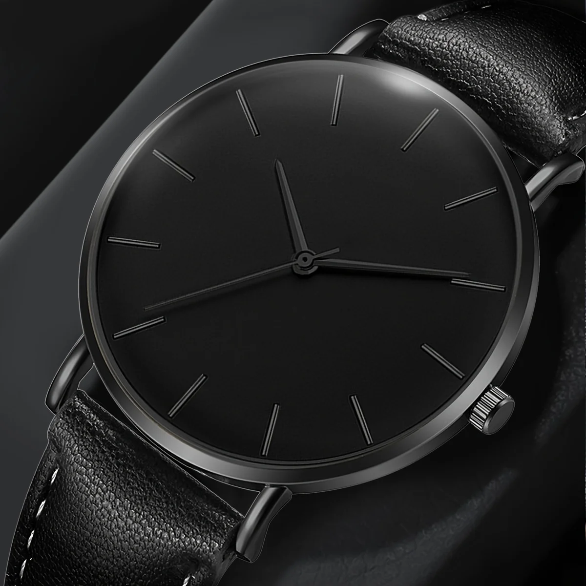 2pcs/set, Simple Business Men's Round Quartz Watch & Crown Beads Bracelet Set