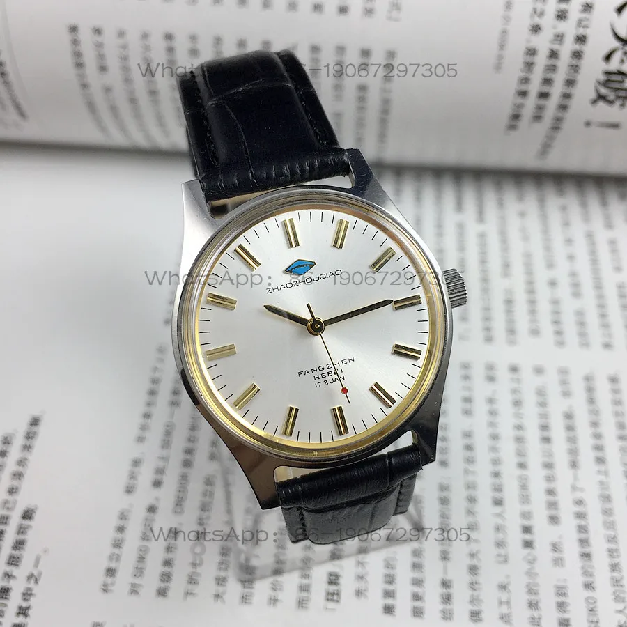 

Original stock, Shijiazhuang Watch Factory, Zhaozhouqiao brand gold and silver surface manual mechanical watch diameter 36mm