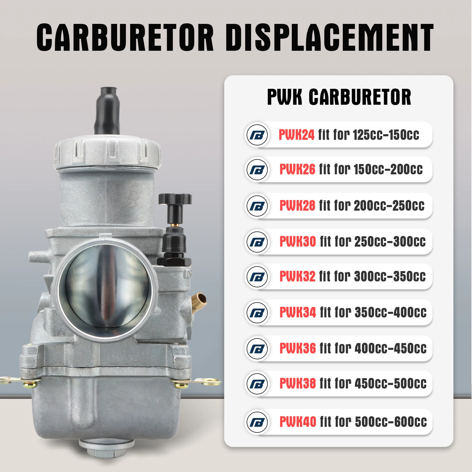 NIBBI 2T 4T Carburetor PWK24/26/28/30/32/34/36/38/40mm Motorcycle Carb with Carb Jets for YAMAHA SUZUKI Pit Dirt Bike