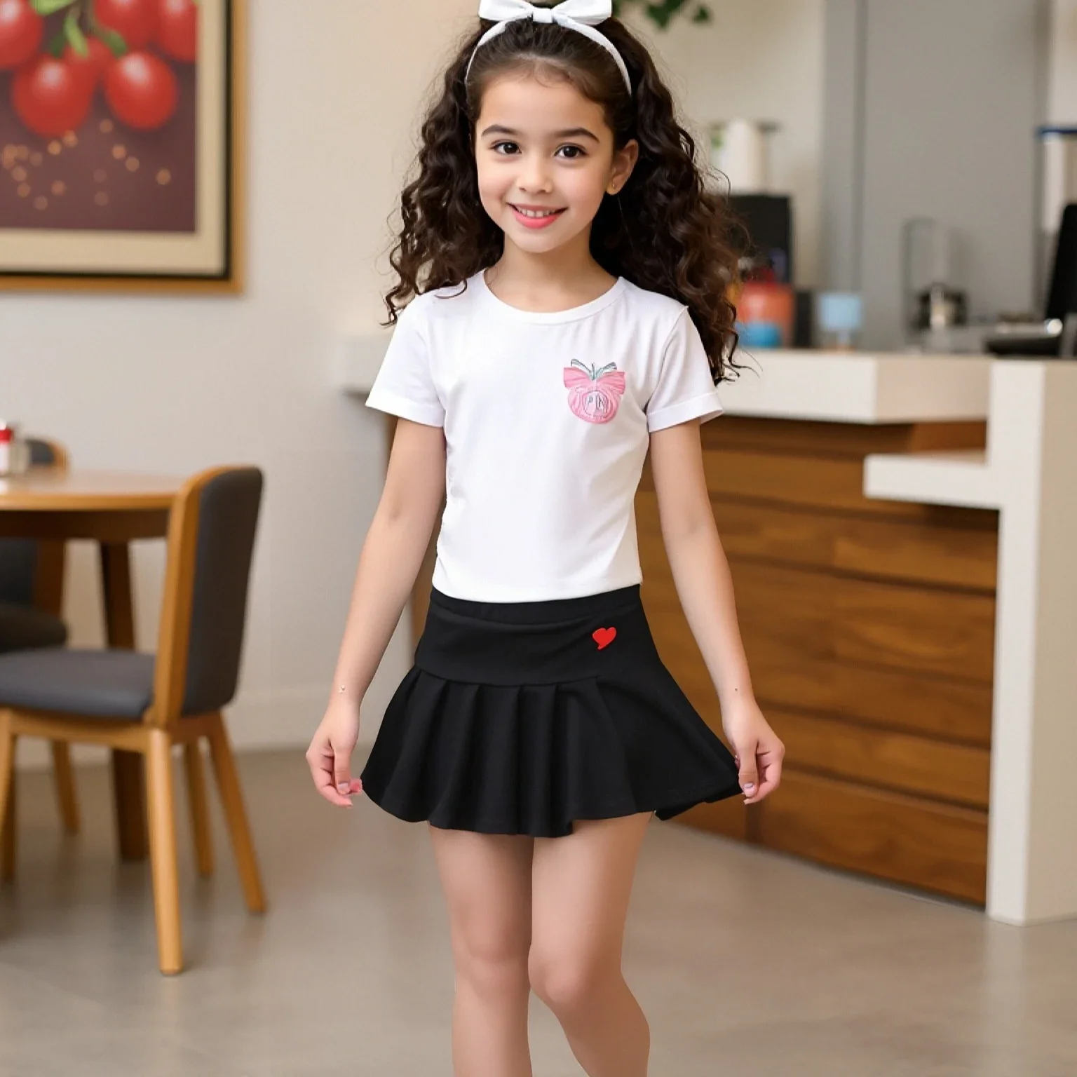 Girls Dress JK Skirt Candy Color Embroidered Heart Design Cute Sweet Solid Outer Wear Casual Simple Pleated Skirt Safety Pants