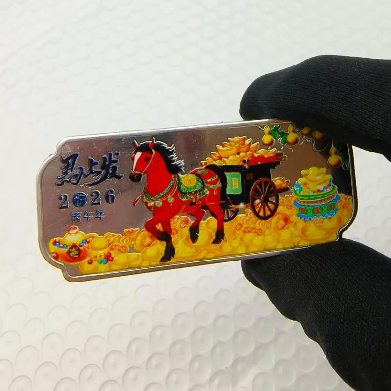 "سن الحصان 2026 عملات ملونة تذكارية هدية جديدة تذكارية للعام الصيني الجديد