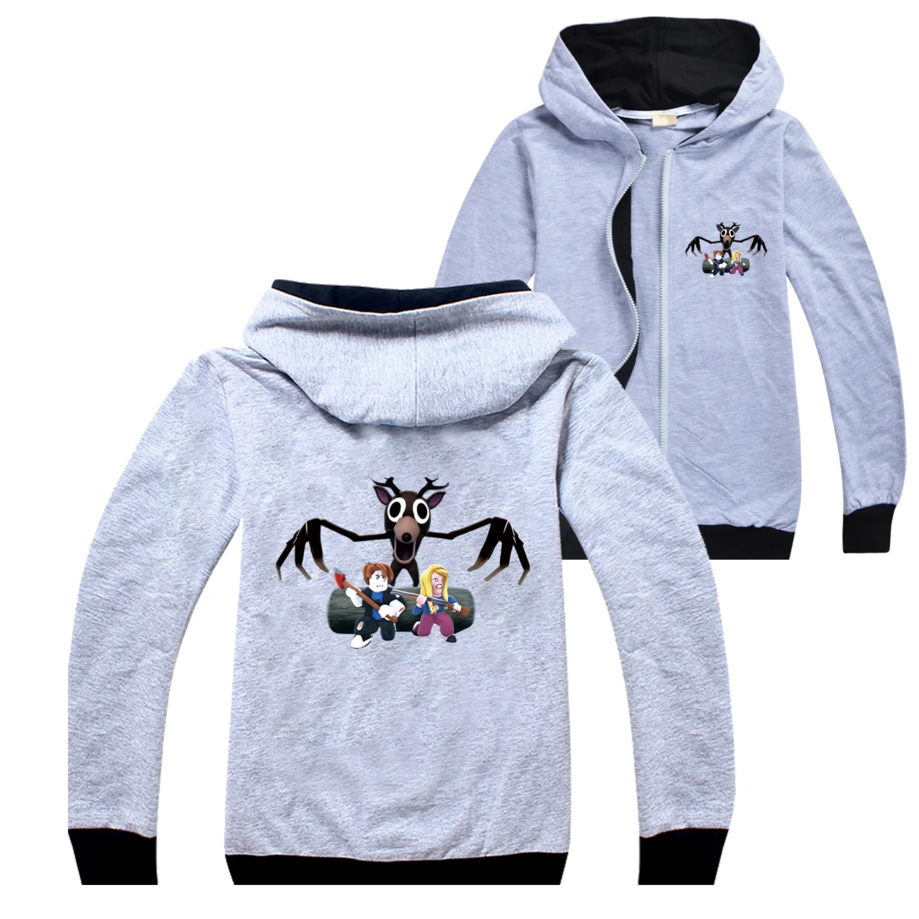 99 Nights In The Forest Clothes Kids Jacket with Zipper Baby Girls Hooded Sweatshirts Boys Cartoon Print Long Sleeve Coats