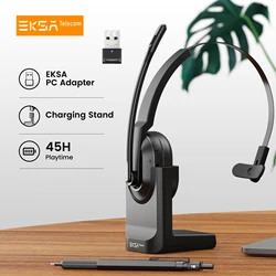 EKSA - H5 Bluetooth 5.0 Headsets, PC Wireless Headphones, 2 Mics ENC Earphones, with Charging Base USB Dongle for Office