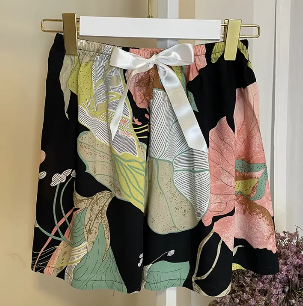 Lässige Damen-Shorts, Sommer-Shorts mit elastischer Taille, bedruckt