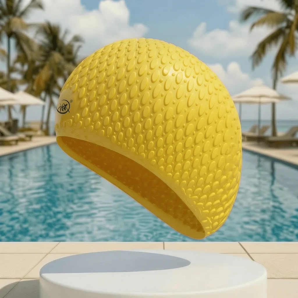 

1pc Anti-Slip Waterproof Elastic Comfortable Adult Swim Cap, Bubble Silicone Material, Multiple Colors Available