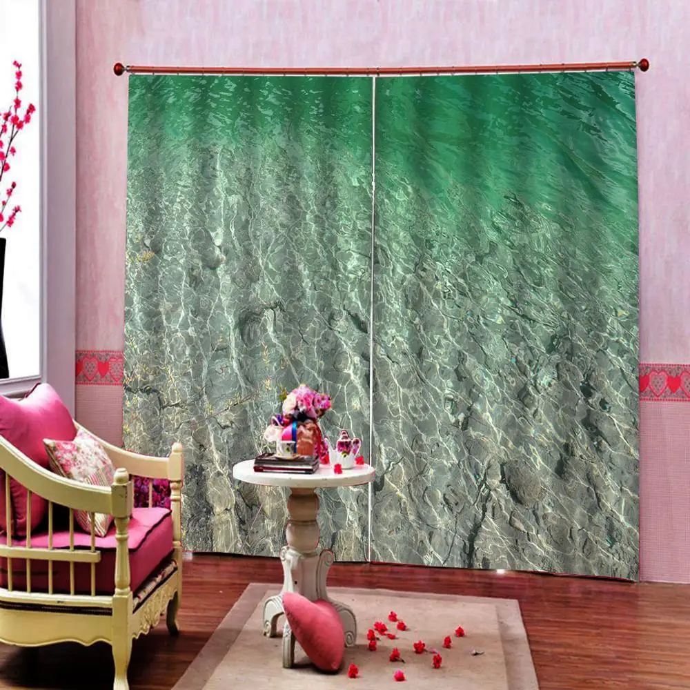 beach green water seaside curtains 3D Blackout Curtains Living Room Bedroom Hotel Window curtains