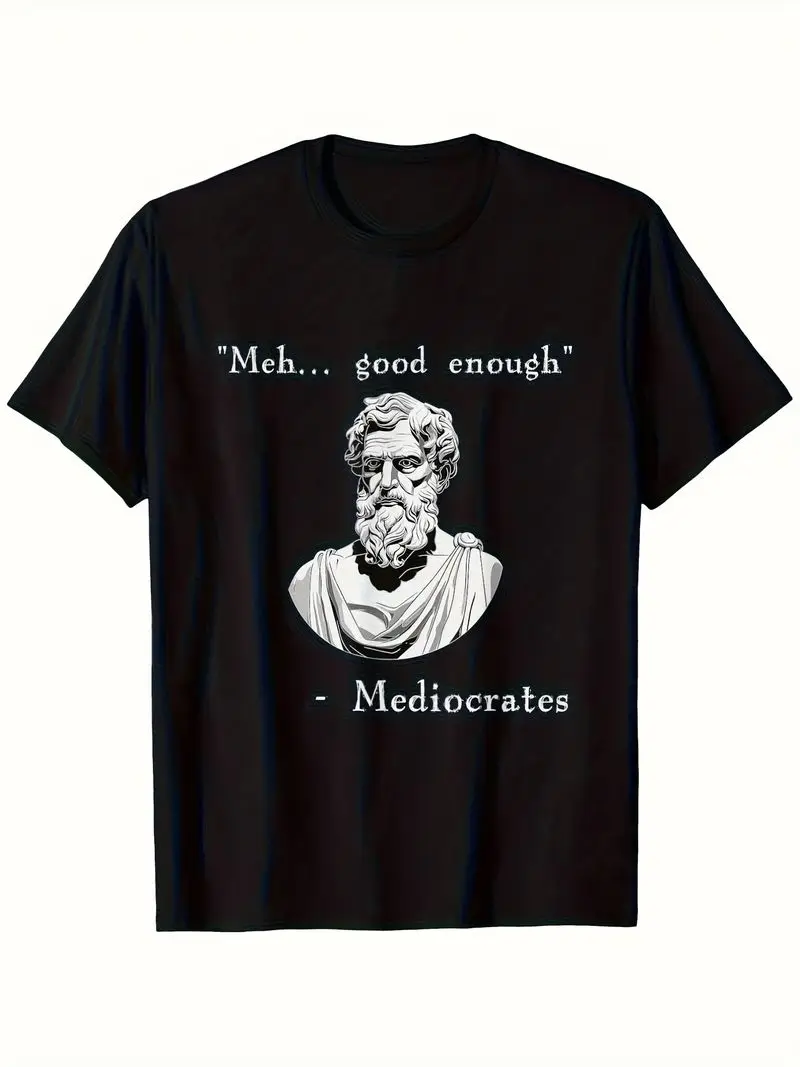 Funny Mediocrates Philosopher History Meme T-Shirt 100% Cotton Retro Vintage Unisex Casual Round Neck Short Sleeve Men & Women