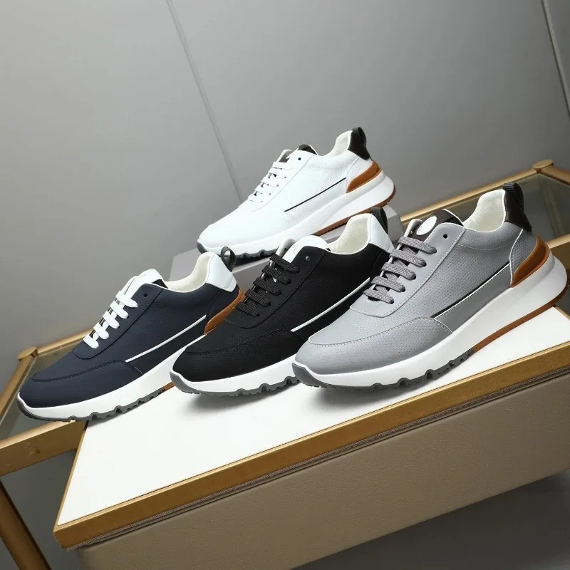 

2026 Men's White Training Shoes Thick soled Breathable Comfortable Sports Shoes Casual Shoes Travel Walking Shoes