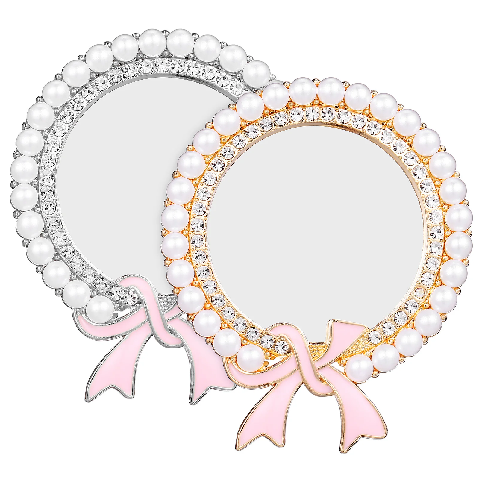 2 pçs pequenos espelhos redondos mini espelhos de bolso compactos portátil maquiagem viagem handheld vaidade decorativa mini espelho