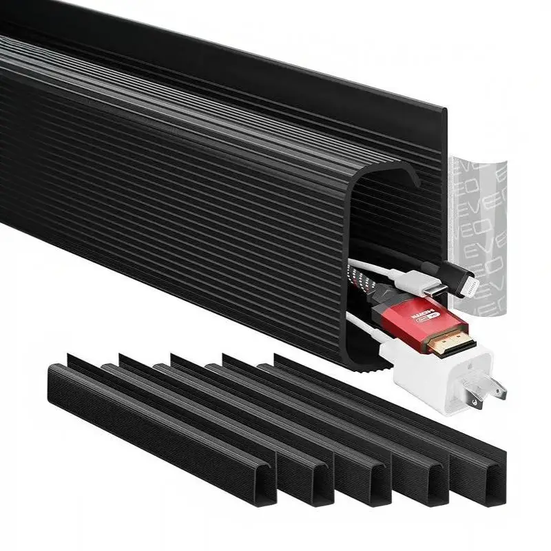#Under Desk Cable Management Tray No Drilling 40cm PVC Cord Concealer for Home Office Gaming Desktop Wire Organizer