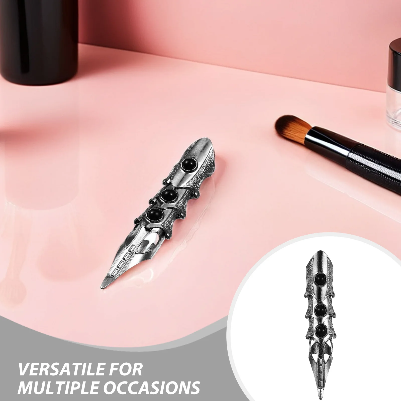 4 قطع من البنصر الطويل القابل للتعديل، حلقة مخلب معدنية رائعة، دعامة Steampunk القوطية لملحقات مهرجان الحفلات التنكرية