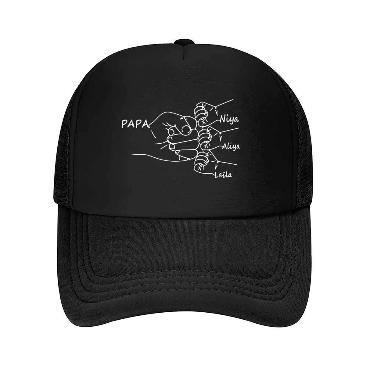 "الأيدي العائلية" - الفن العاطفي، بابا، نيا، أليا، ليلا للقبعة البيسبول الشبكية ذات التصميم الشخصي