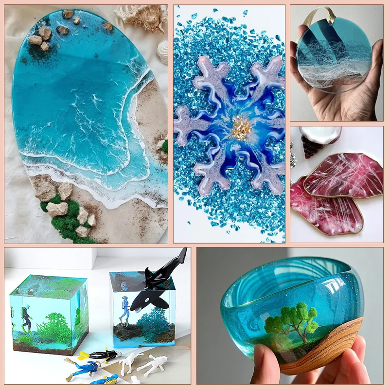 Crystal Clear Epoxy Resin Kit Bubble-Free Anti-Yellowing Self Leveling Easy Mix 1:1 Casting Resin for Table Top Jewelry DIY